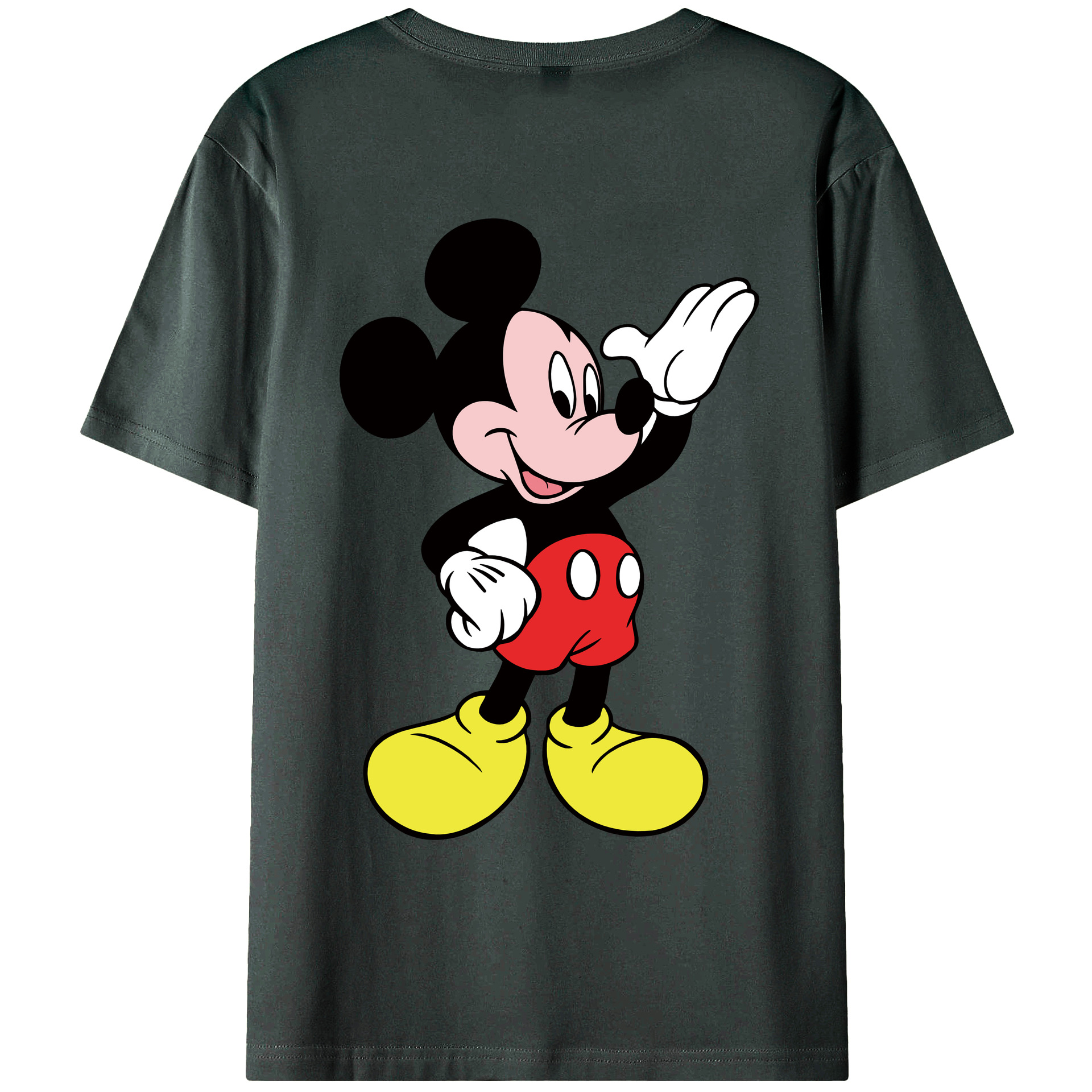 ミッキーマウス Mickey Mouse 綿100％ メンズ半袖Tシャツ（バックプリント） 通気性